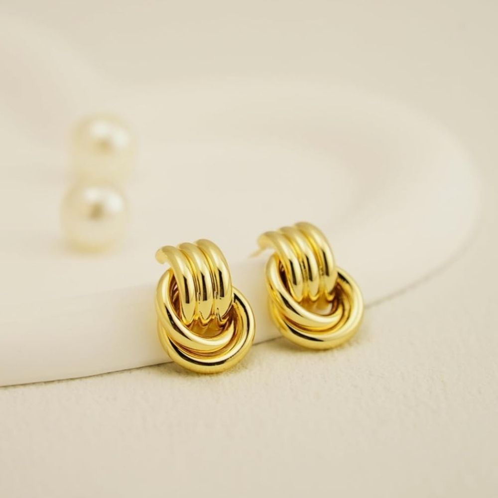 Gold Knot Chunky Earrings